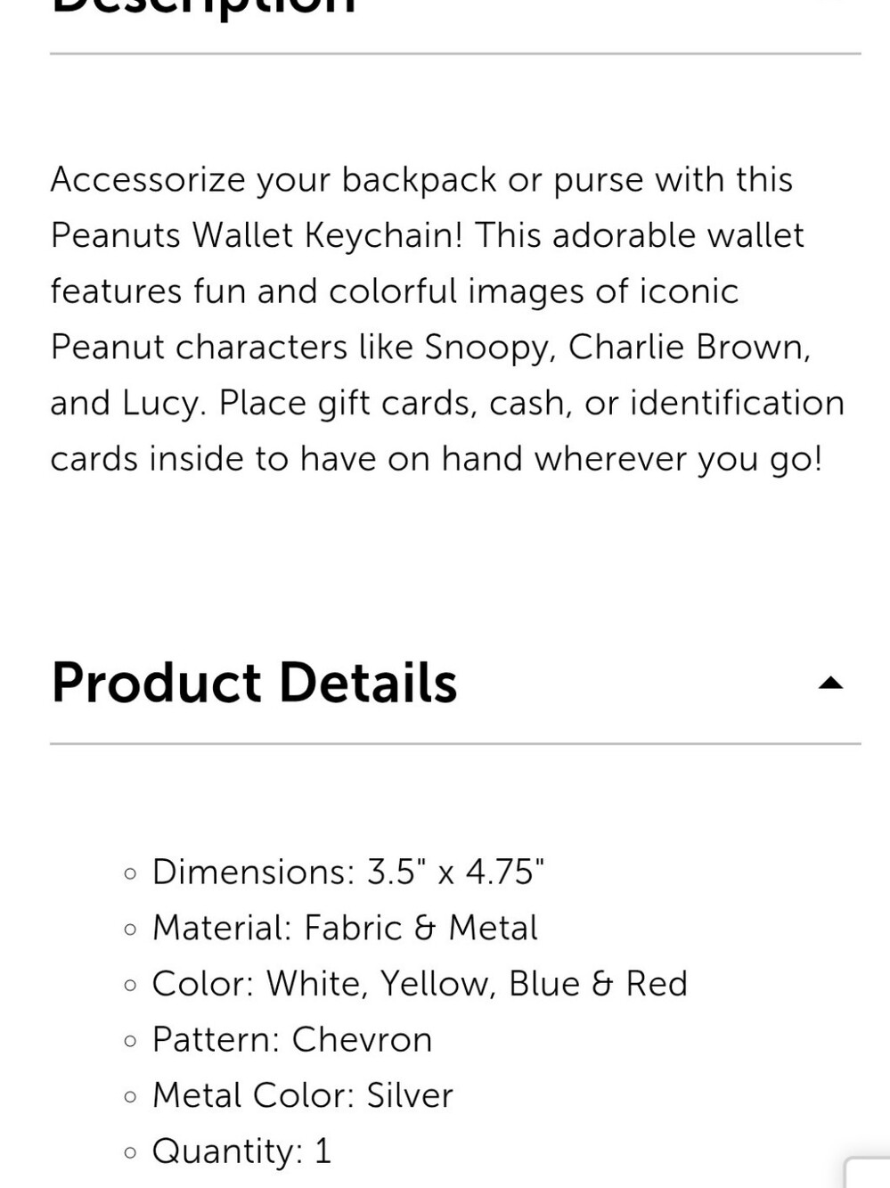 Peanuts Wallet Keychain - Picture 3 of 6